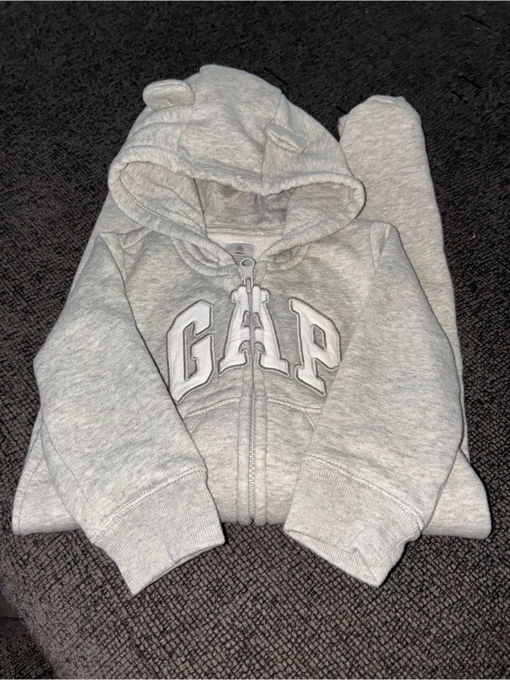 GAP Light Gray Hooded Baby One-Piece Footie